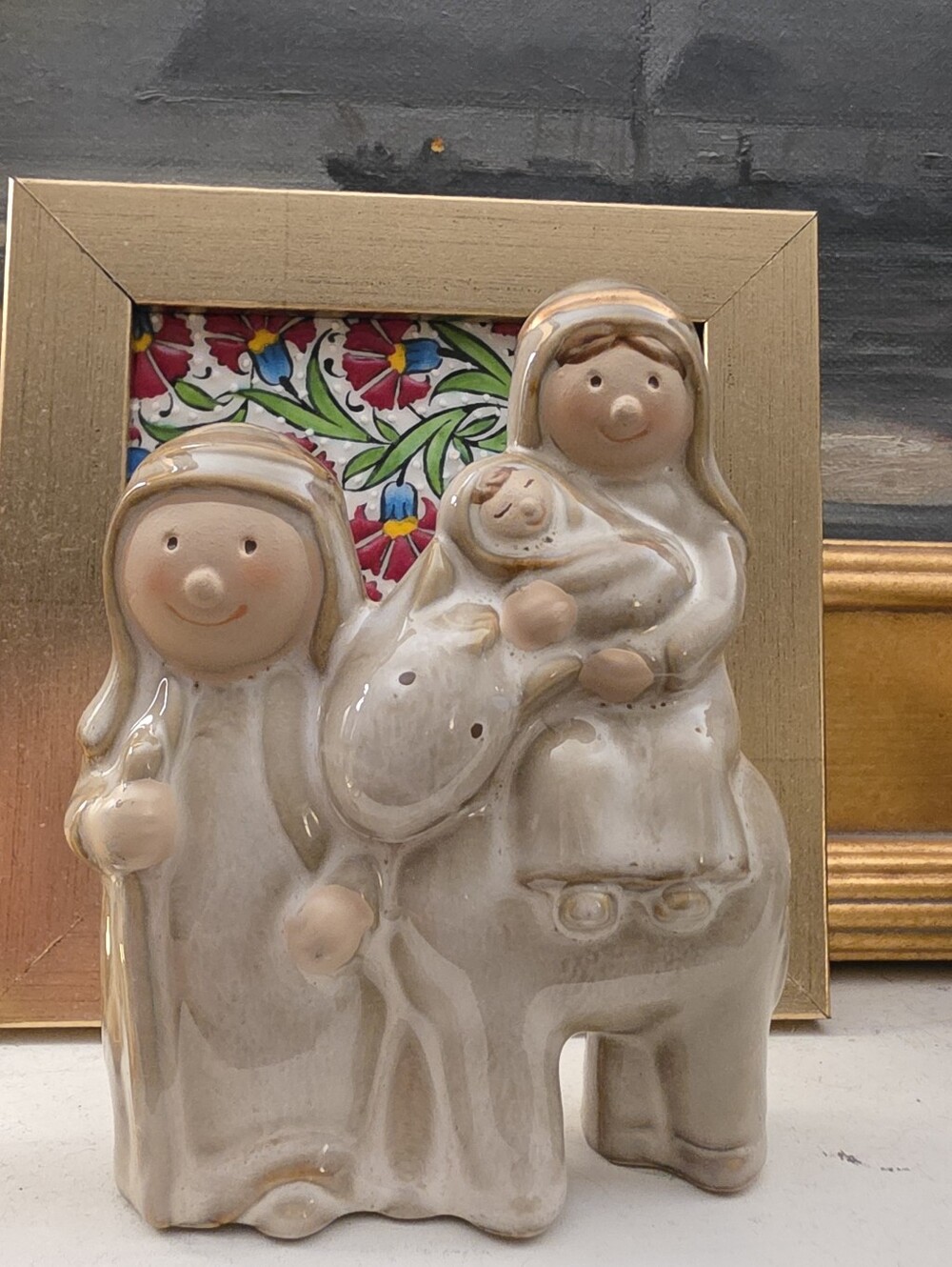 Vintage Ceramic Holy Family Flight Into Egypt Camel Nativity Figurine